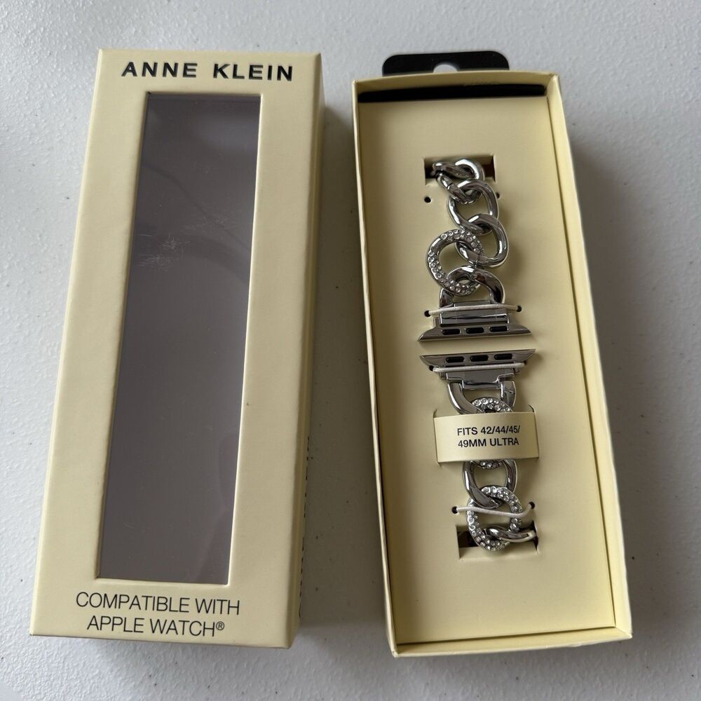 NWT Anne Klein Chain Link Apple Watch Compatible Band Strap Fits 42/44/45/49mm - Picture 3 of 3